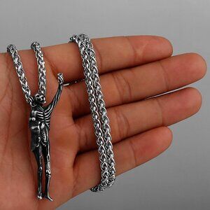 ❤️Retro Skull Praying to the Sky Stainless Steel Unisex Pendant, GP1231499
